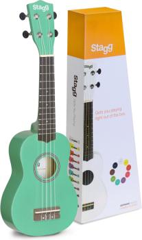 Green soprano ukulele with basswood top, in nylon gigbag (ST-US-GRASS)